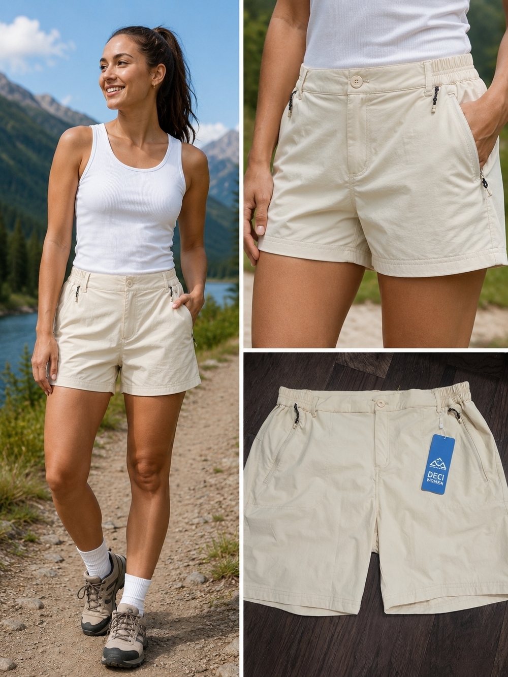 DECI Outdoors Women's Cream Utility Shorts